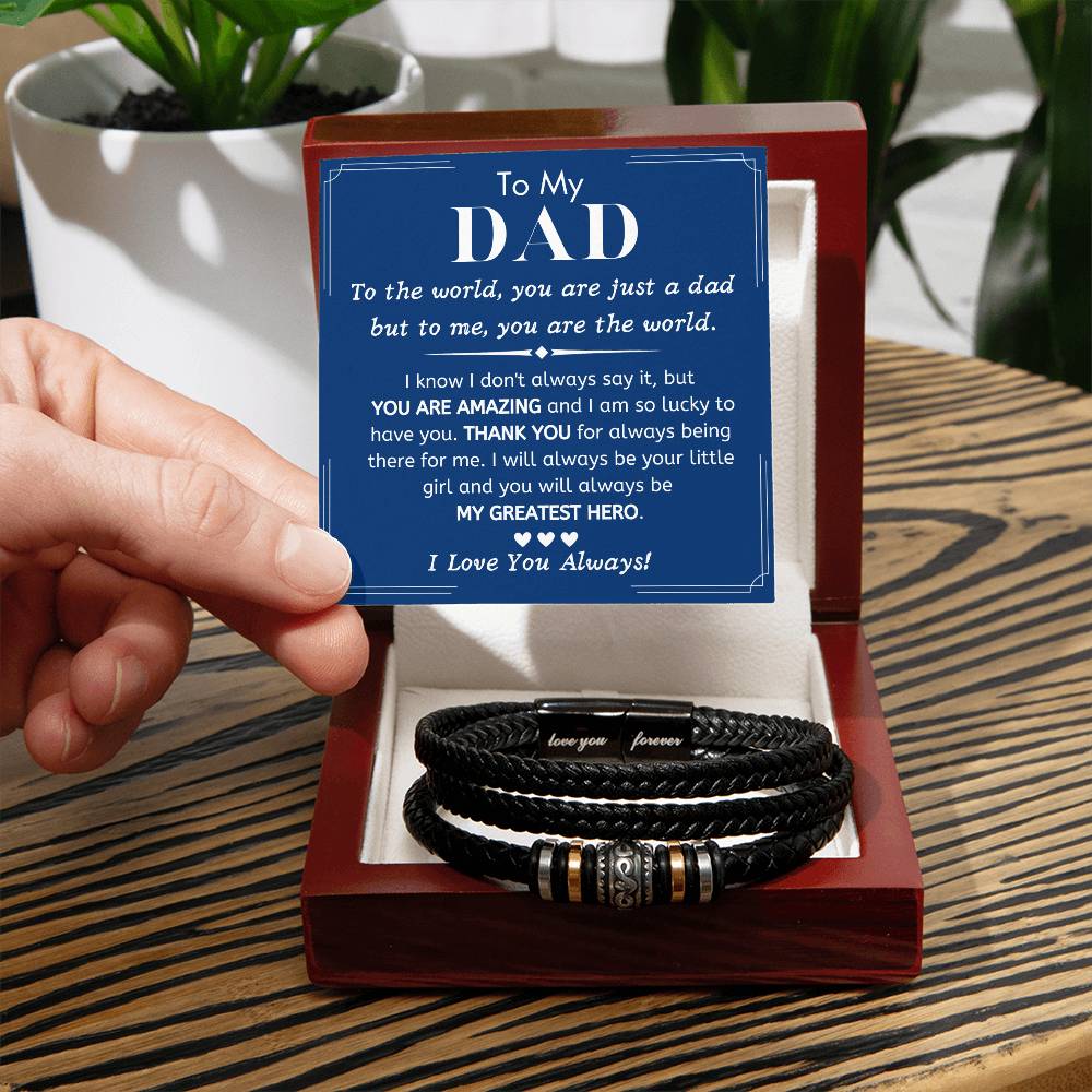 To My Dad, My Greatest Hero, From Daughter - Love You Forever Bracelet - Dearly Loved Designs