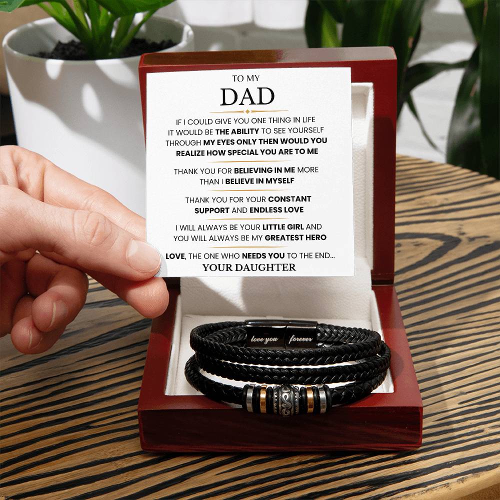 To Dad, From Daughter - Greatest Hero - Forever Love Bracelet