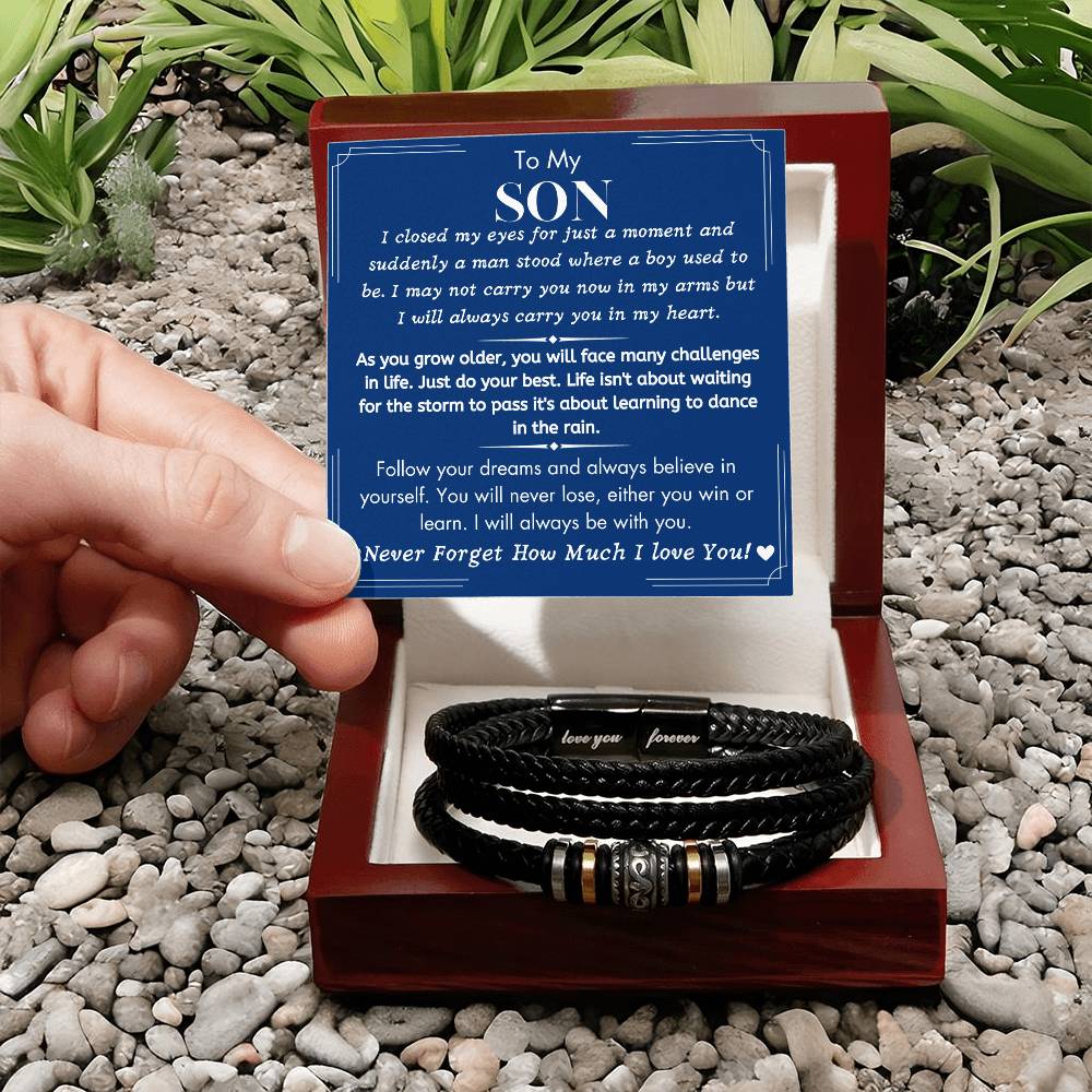 To My Son - I Closed My Eyes For Just a Moment... - Love You Forever Bracelet - Dearly Loved Designs