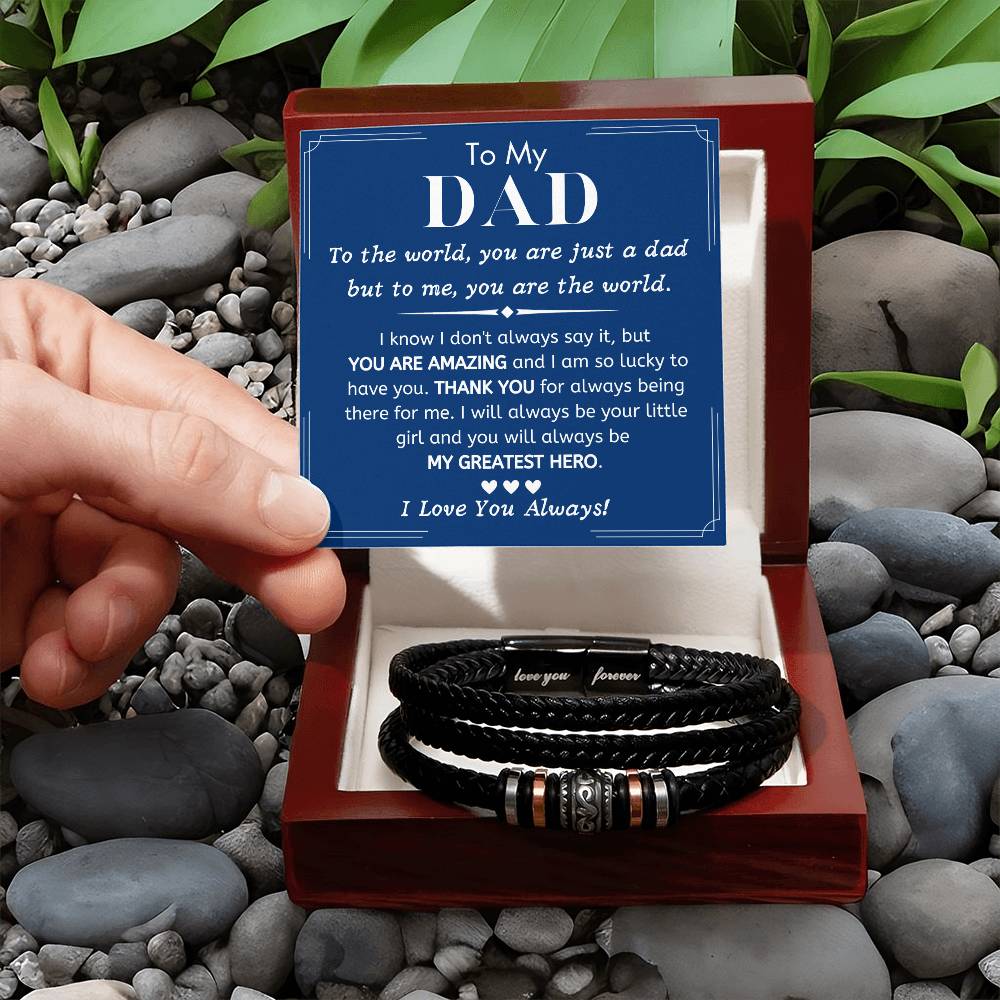 To My Dad, My Greatest Hero, From Daughter - Love You Forever Bracelet - Dearly Loved Designs