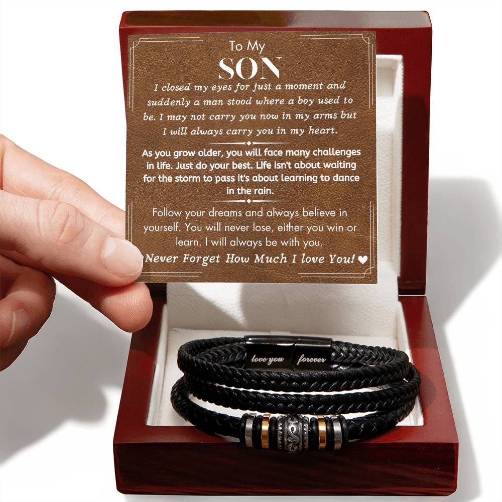 To My Son - I Closed My Eyes For Just a Moment... - Love You Forever Bracelet - Dearly Loved Designs