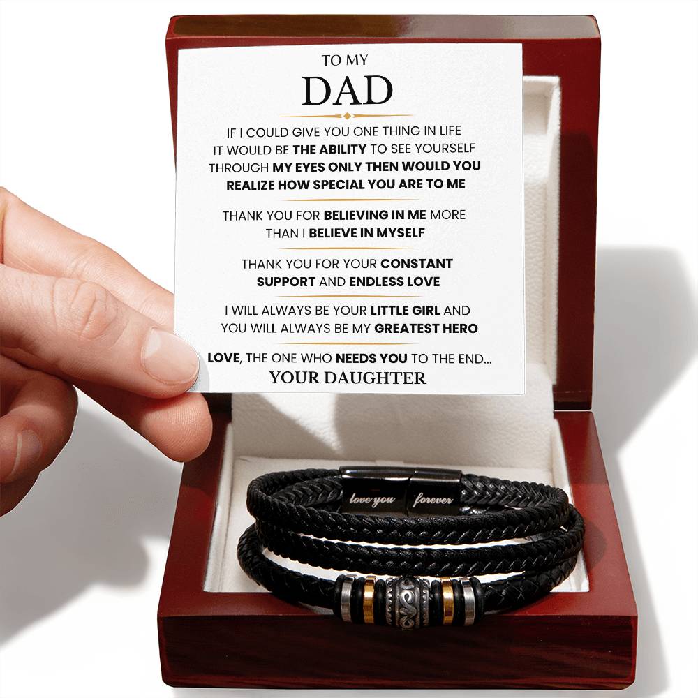 To Dad, From Daughter - Greatest Hero - Forever Love Bracelet