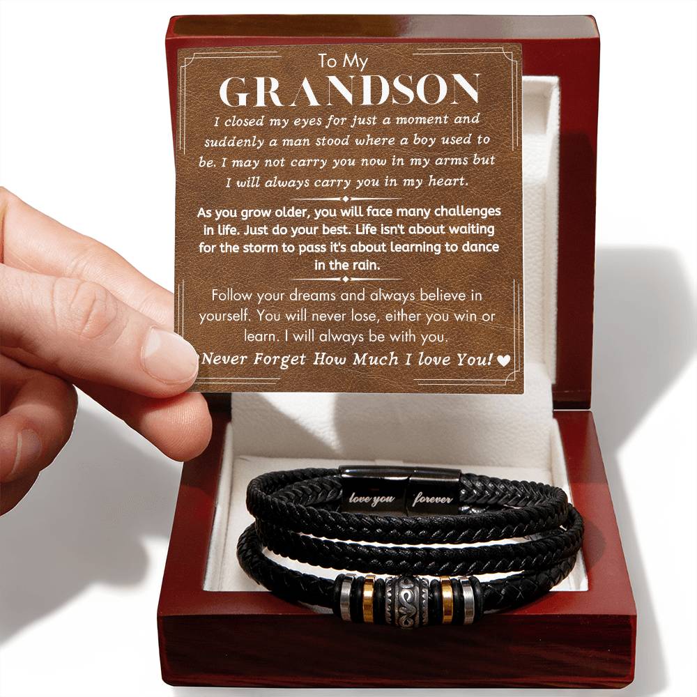 To My Grandson - Follow Your Dreams - Love You Forever Bracelet - Dearly Loved Designs