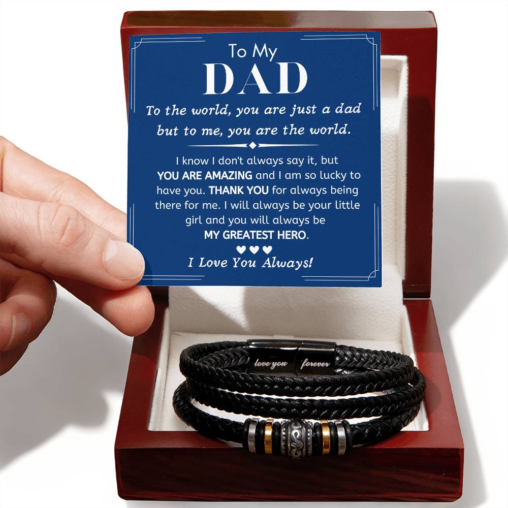 To My Dad, My Greatest Hero, From Daughter - Love You Forever Bracelet - Dearly Loved Designs