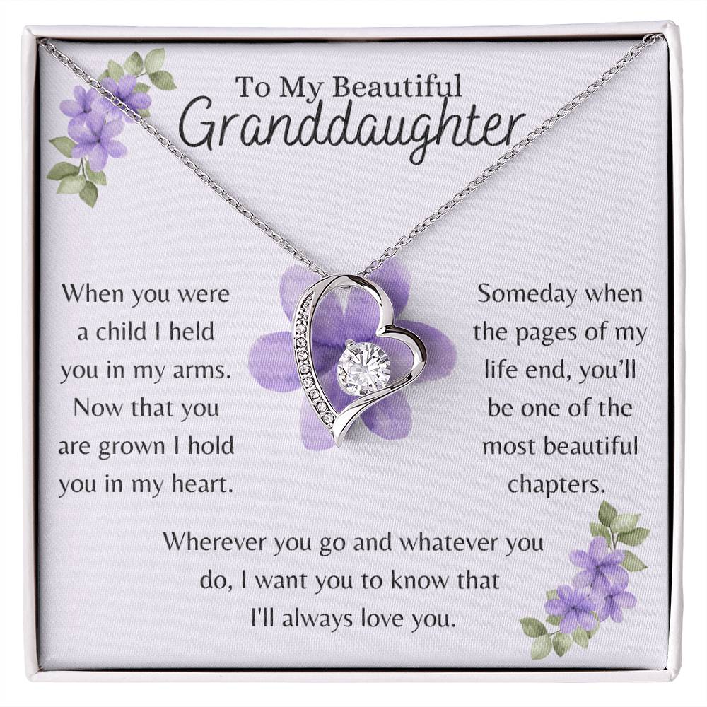 To My Beautiful Granddaughter, I Hold You in My Heart - Forever Love Necklace - Dearly Loved Designs