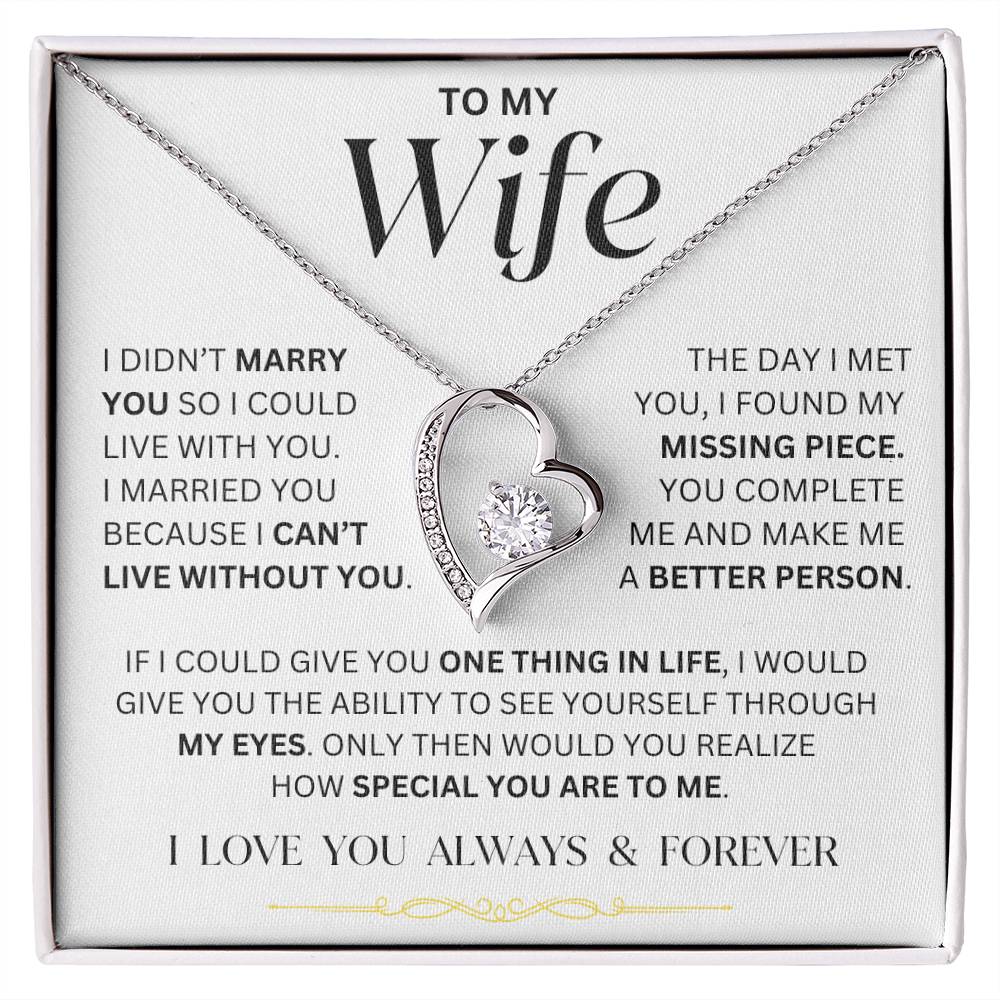 Wife - I Can't Live Without You - Forever Love Necklace - Dearly Loved Designs