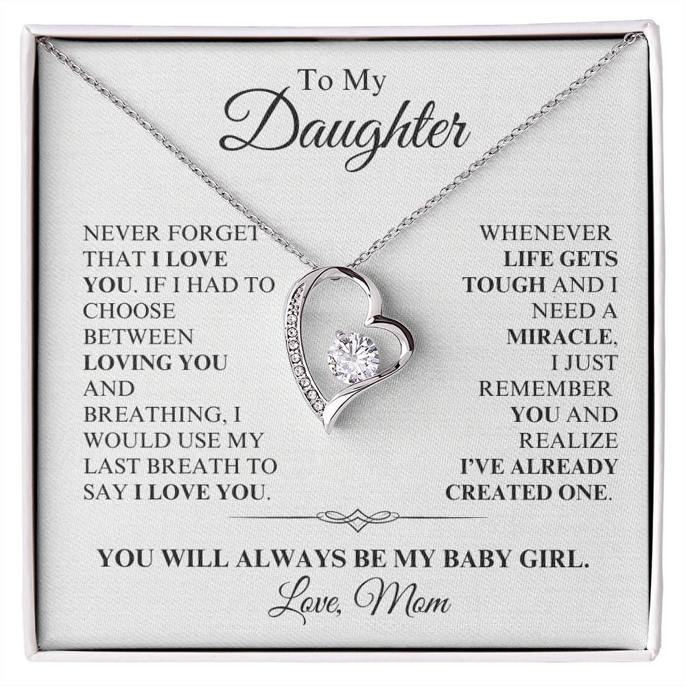 Daughter, Love Mom - You're a Miracle - Forever Love Necklace - Dearly Loved Designs