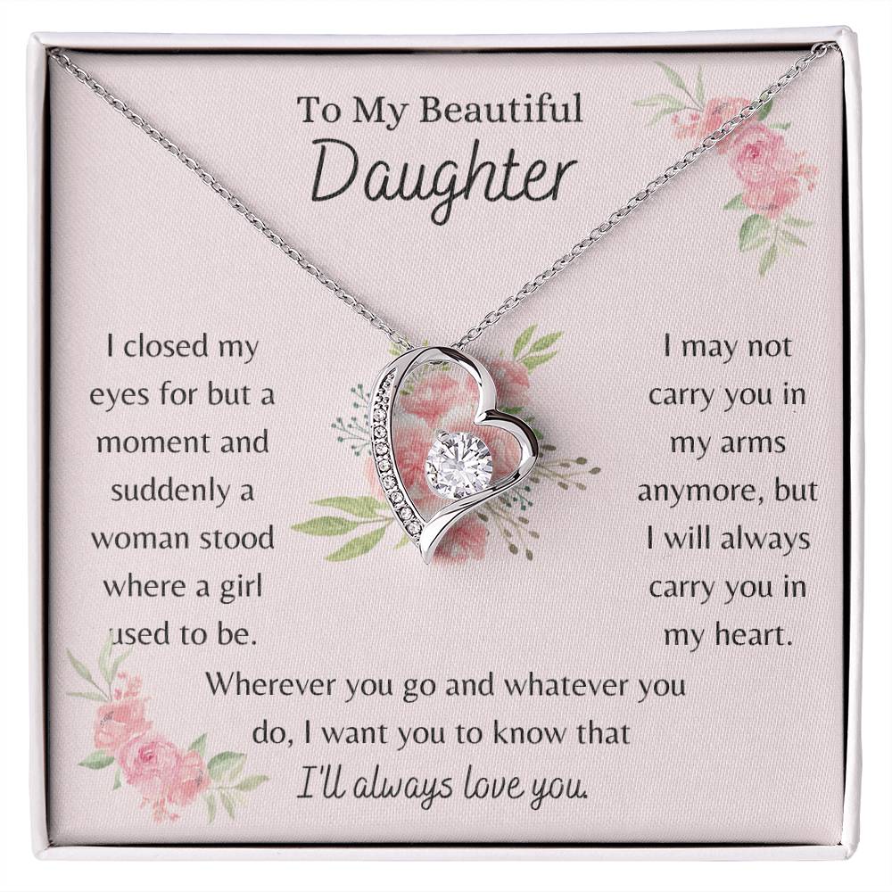 To My Beautiful Daughter, I'll Always Love You - Pink Bouquet - Forever Love Necklace - Dearly Loved Designs