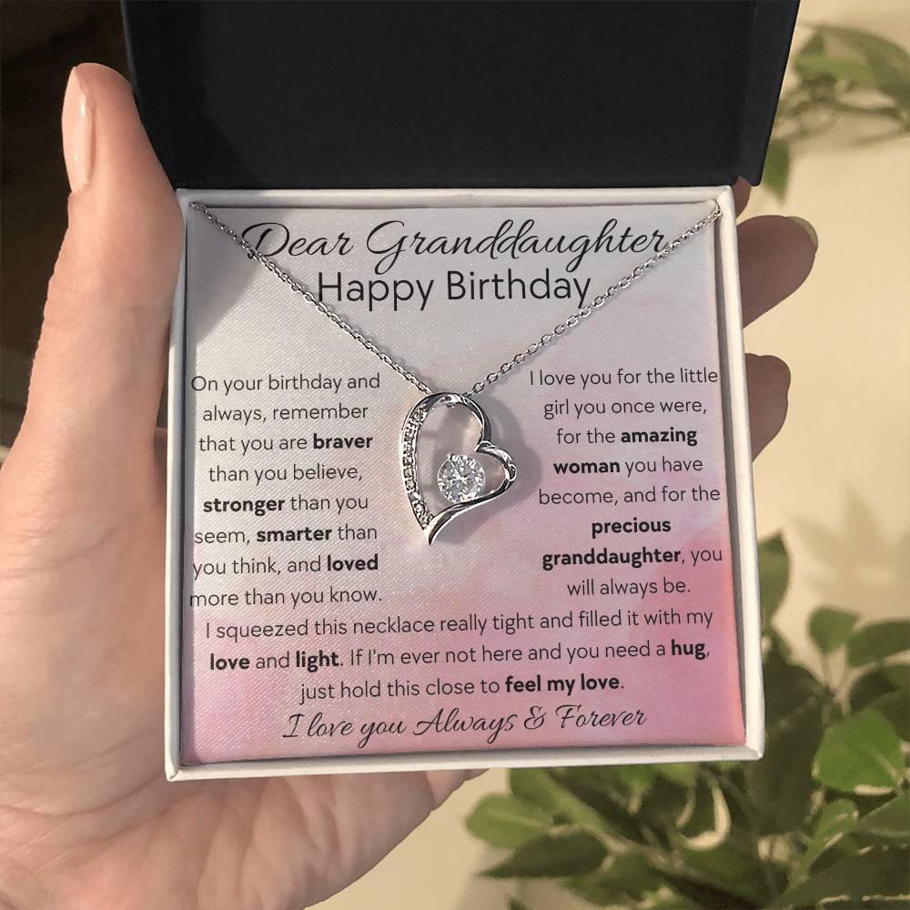 Dear Granddaughter, Happy Birthday - Forever Love Necklace - Dearly Loved Designs