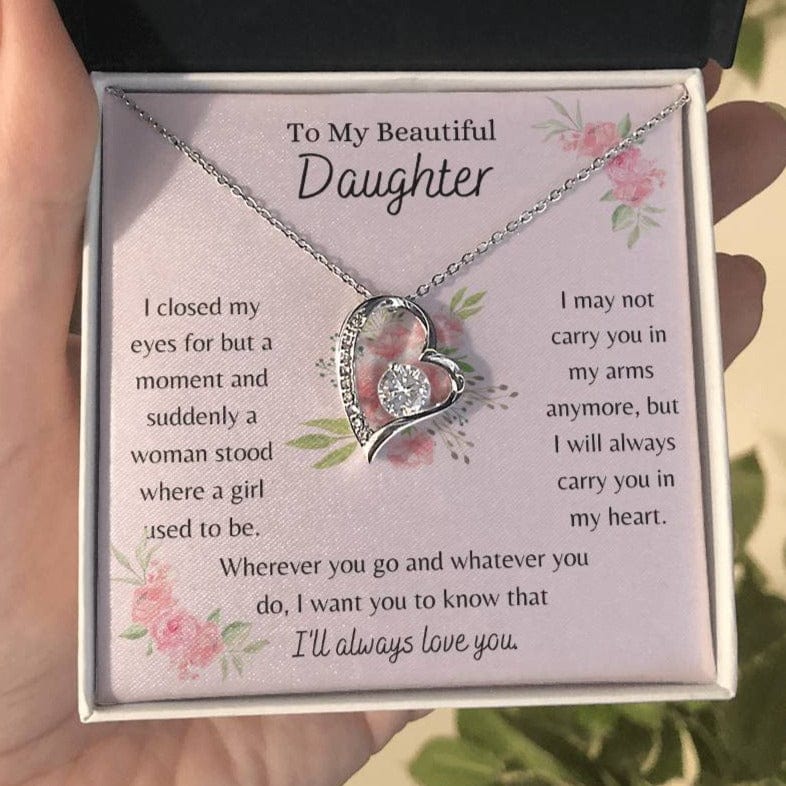 To My Beautiful Daughter, I'll Always Love You - Pink Bouquet - Forever Love Necklace - Dearly Loved Designs