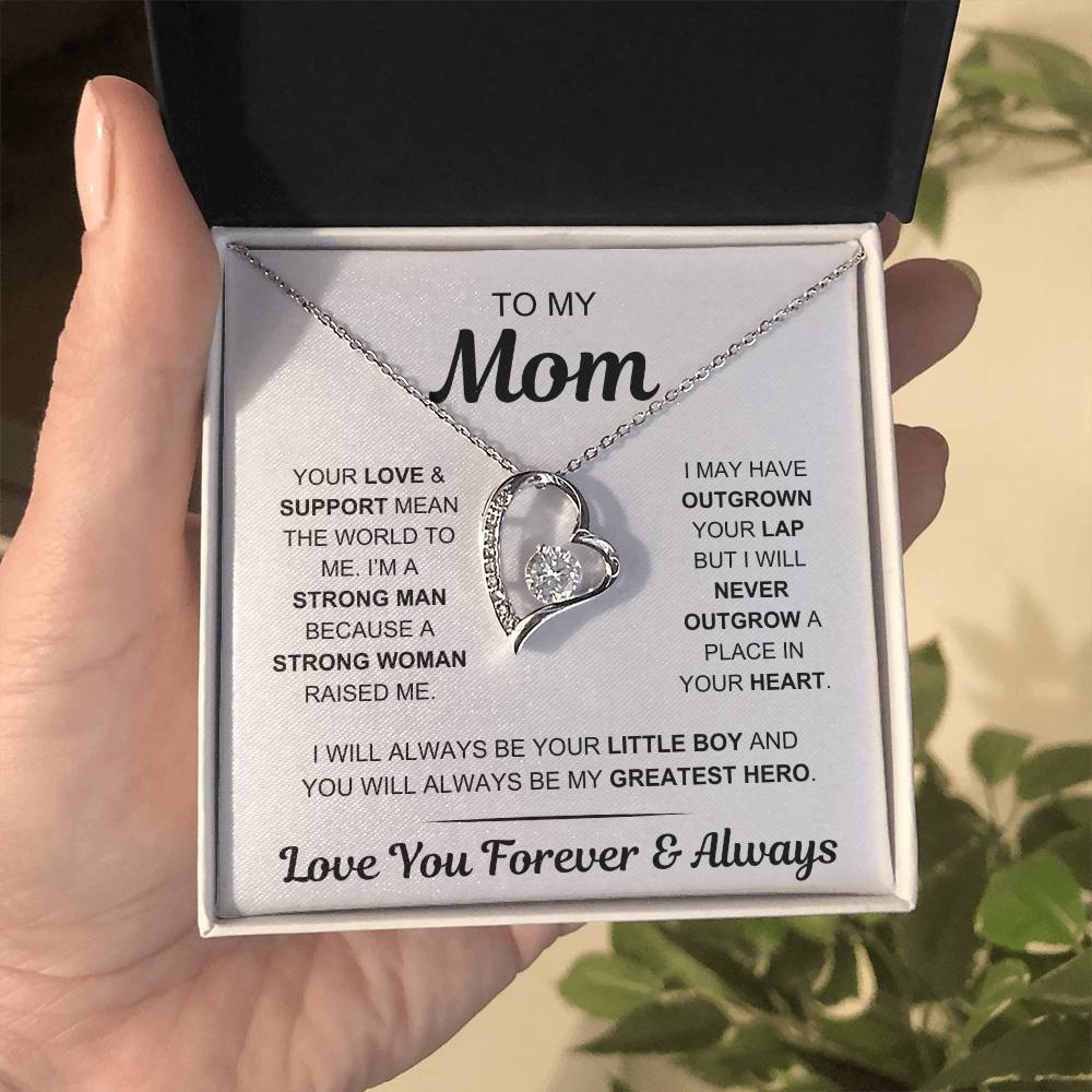 Mom - My Greatest Hero - Gift From Son to Mom - Forever Love Necklace