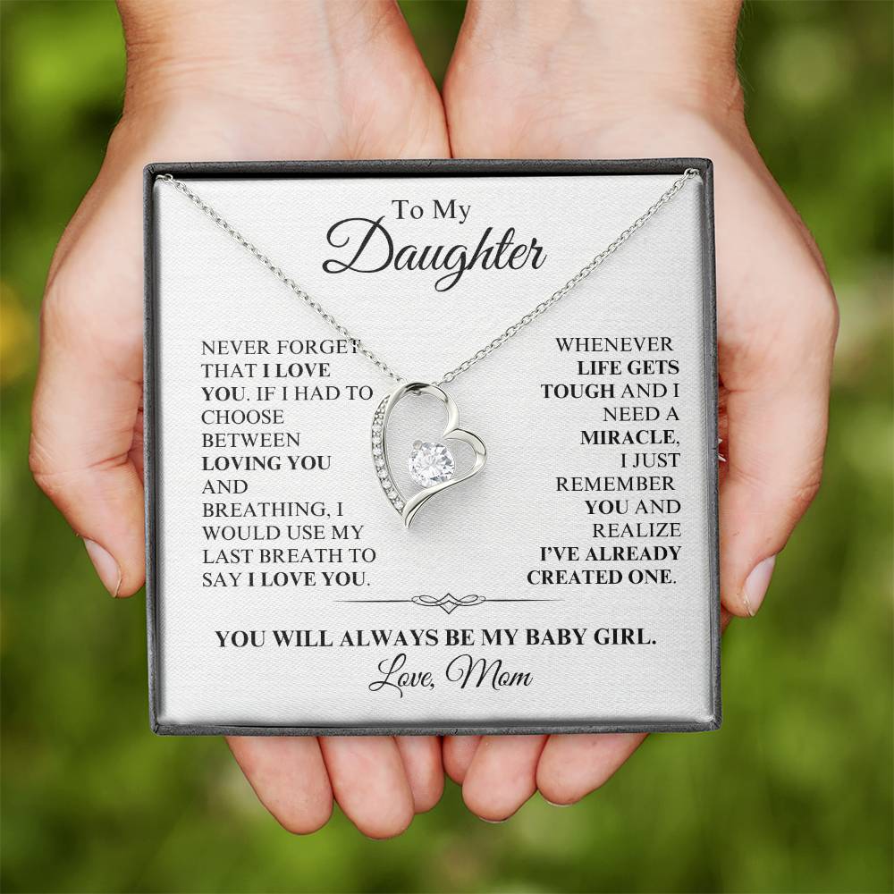 Daughter, Love Mom - You're a Miracle - Forever Love Necklace - Dearly Loved Designs