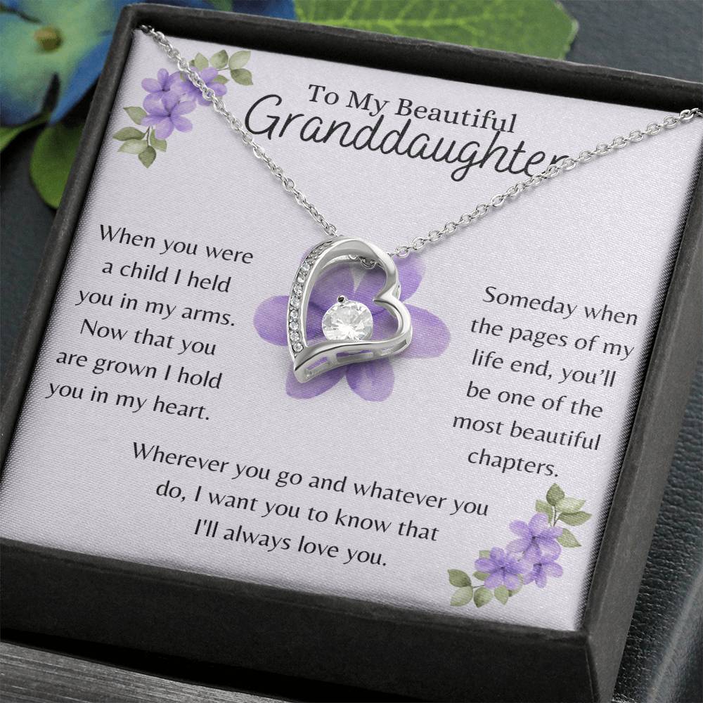 To My Beautiful Granddaughter, I Hold You in My Heart - Forever Love Necklace - Dearly Loved Designs