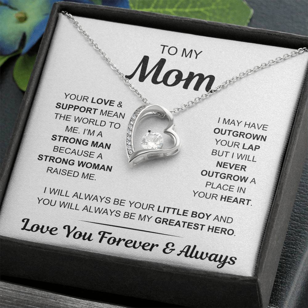 Mom - My Greatest Hero - Gift From Son to Mom - Forever Love Necklace