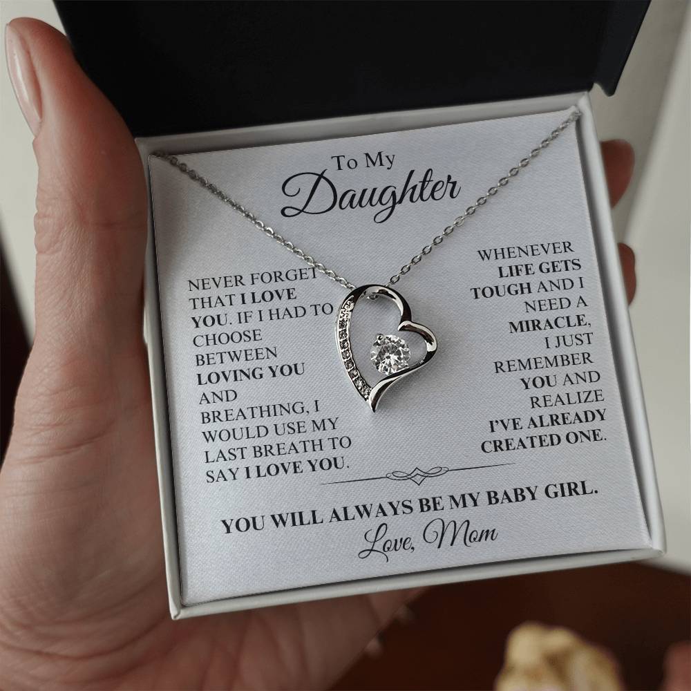 Daughter, Love Mom - You're a Miracle - Forever Love Necklace - Dearly Loved Designs