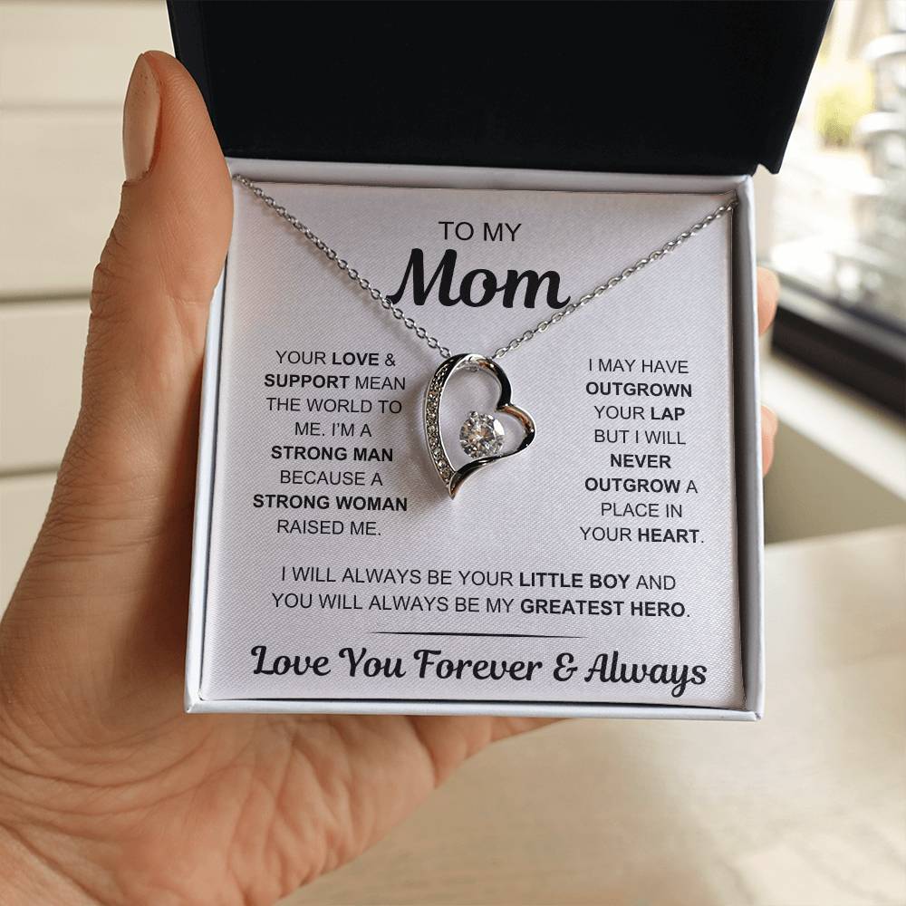 Mom - My Greatest Hero - Gift From Son to Mom - Forever Love Necklace