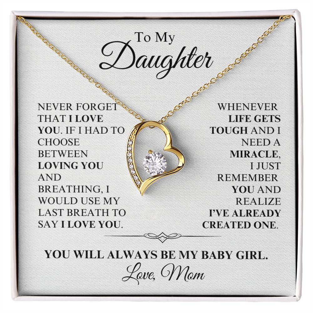 Daughter, Love Mom - You're a Miracle - Forever Love Necklace - Dearly Loved Designs