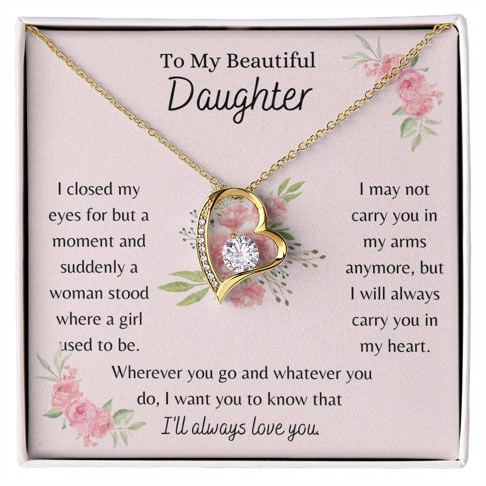 To My Beautiful Daughter, I'll Always Love You - Pink Bouquet - Forever Love Necklace - Dearly Loved Designs