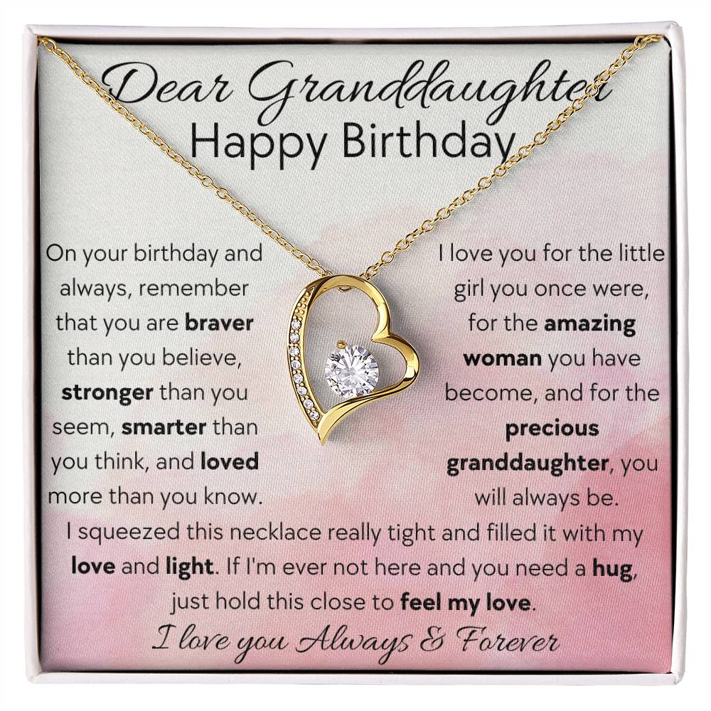 Dear Granddaughter, Happy Birthday - Forever Love Necklace - Dearly Loved Designs