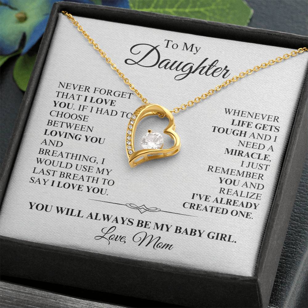 Daughter, Love Mom - You're a Miracle - Forever Love Necklace - Dearly Loved Designs