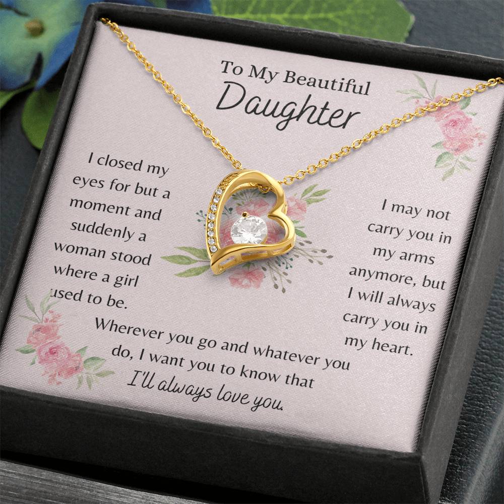 To My Beautiful Daughter, I'll Always Love You - Pink Bouquet - Forever Love Necklace - Dearly Loved Designs