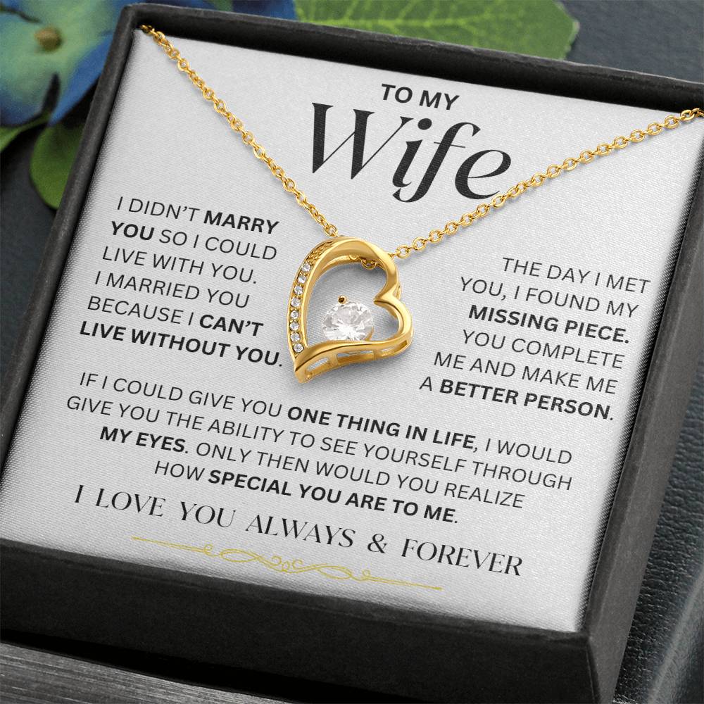 Wife - I Can't Live Without You - Forever Love Necklace - Dearly Loved Designs