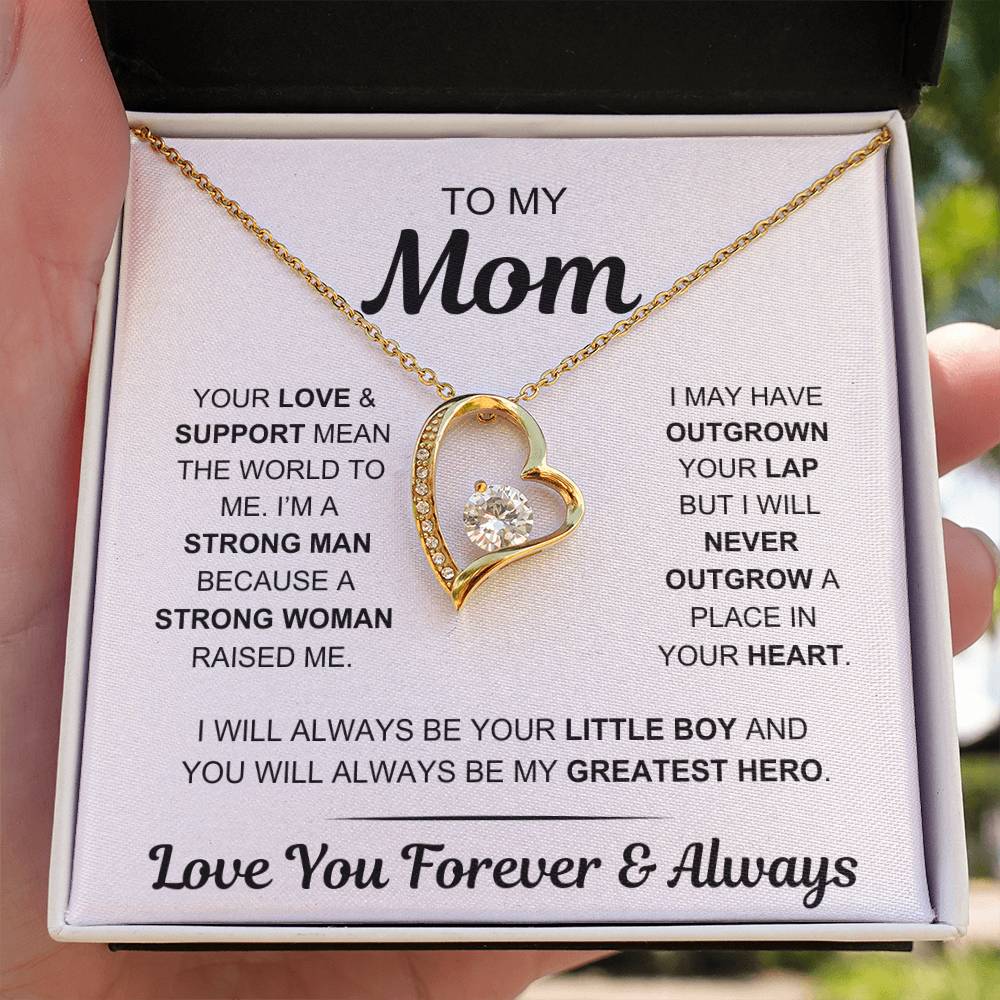 Mom - My Greatest Hero - Gift From Son to Mom - Forever Love Necklace